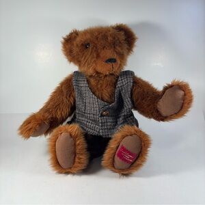 Charming Brown Teddy Bear with Tweed Vest